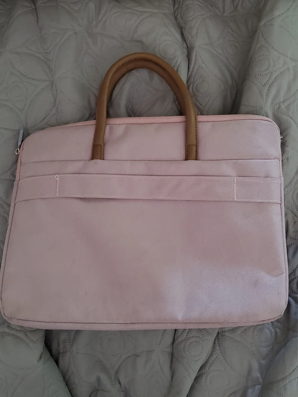 Pink Men's Briefcase-Style Laptop Bag with Tan Handles